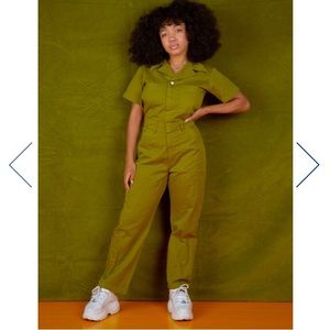 Olive Big Bud Press Short Sleeve Jumpsuit